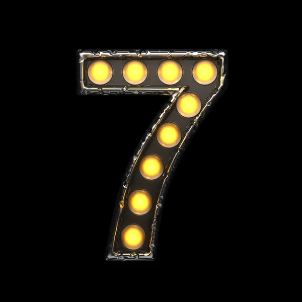7 metal letter with lights. 3D illustration