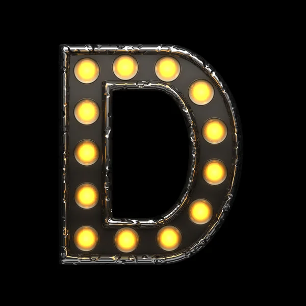 D metal letter with lights. 3D illustration