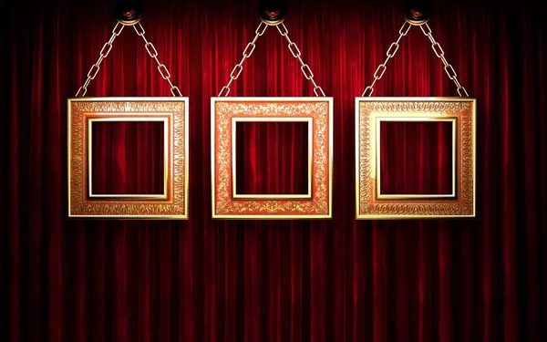 Red curtain stage with frames