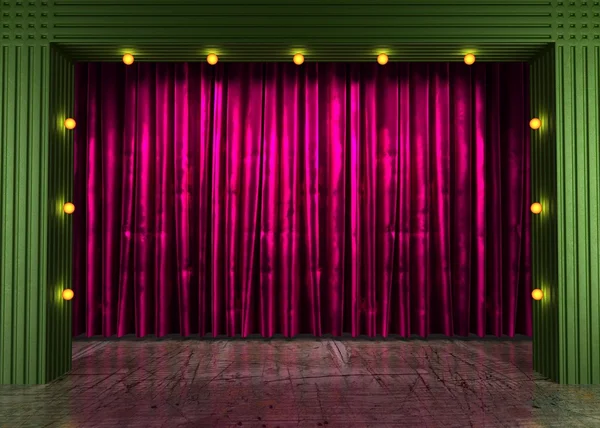 Res curtain stage with neon lights