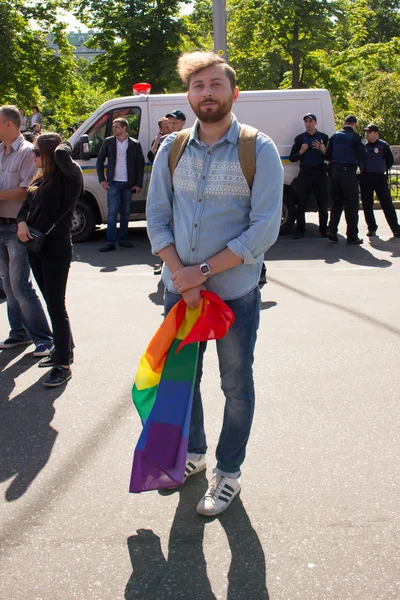 Participant of Equality march in Kiev, Ukraine, 12 June 2016.