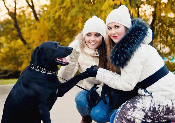 Girlfriend for a walk with the dog