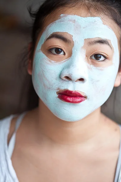 Girl with a self made beauty mask