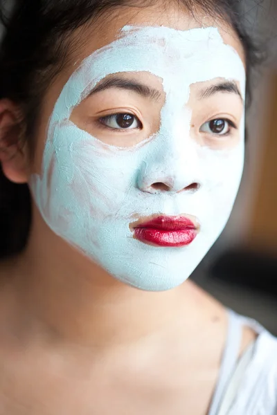 Girl with a self made beauty mask