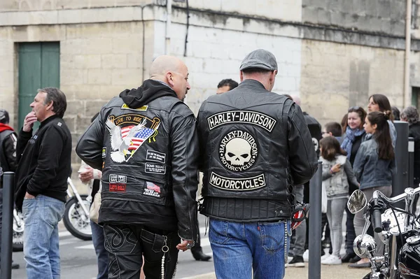 Embroidery on the back of a biker jacket