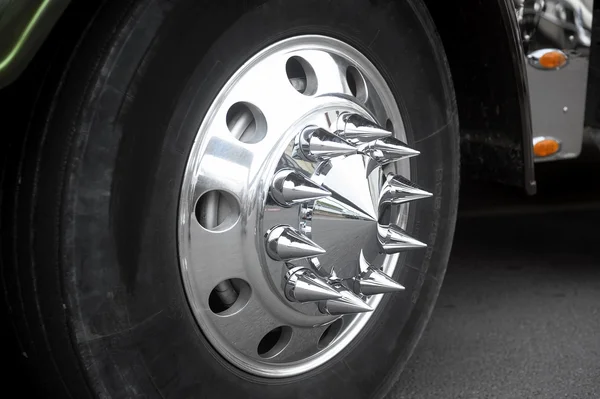 Wheel with chrome tips of a big American truck