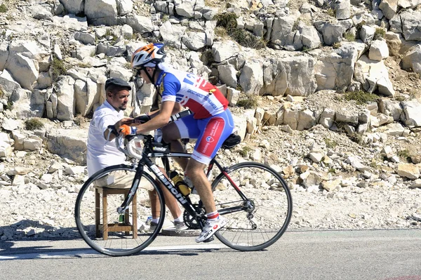 A sports photographer on top of Mount Ventoux