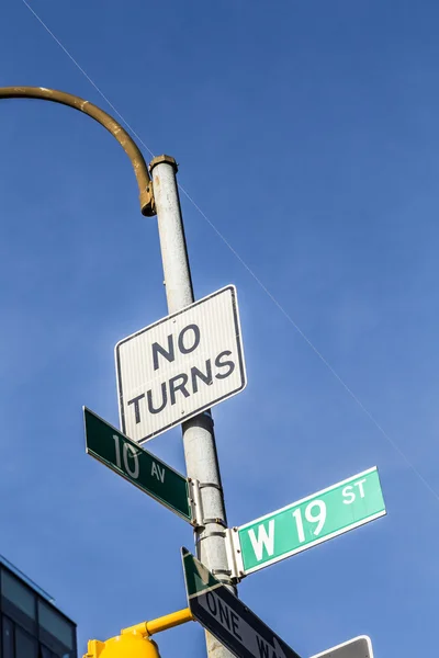 Traffic sign and street name in New York