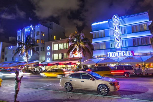 Night view at Ocean drive  in Miami Beach, Florida