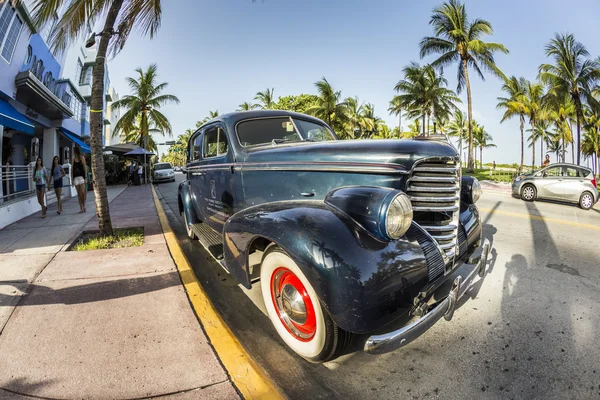 Classic Oldsmobile parks at ocean drive