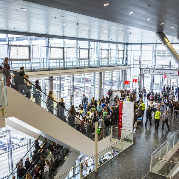 Public day for Frankfurt Book fair, visitors inside the hall