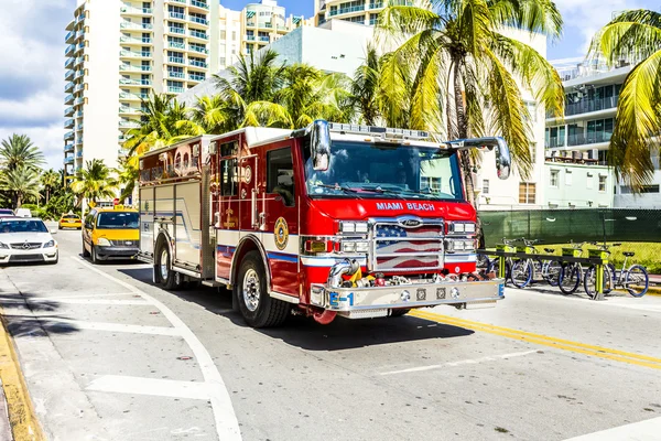 Fire brigade on duty in South Beach in Miami