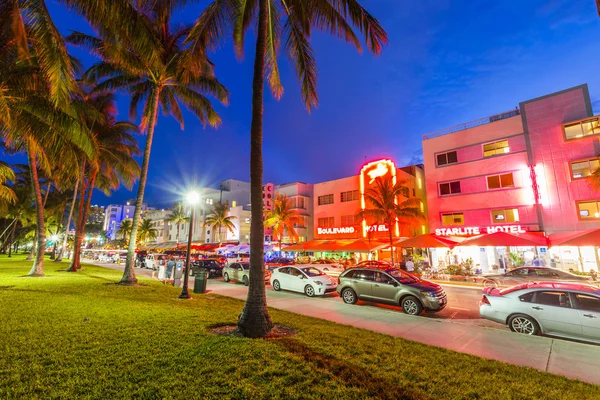 Night view at Ocean drive in Miami