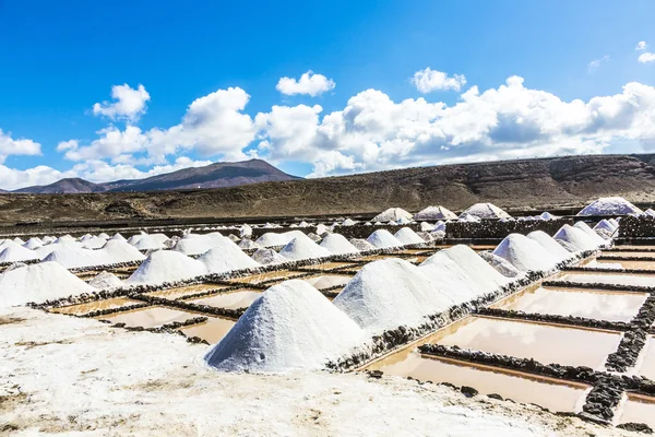 Salt piles in the saline of Janubio in Lanzarote