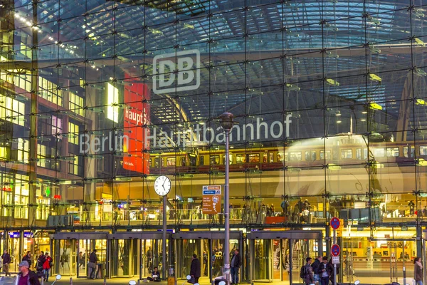 Berlin main station frontview in Berlin by night