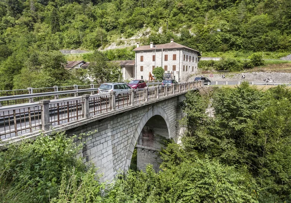 Old abandoned hotel at the Serra Bridge in Belluno, Italy