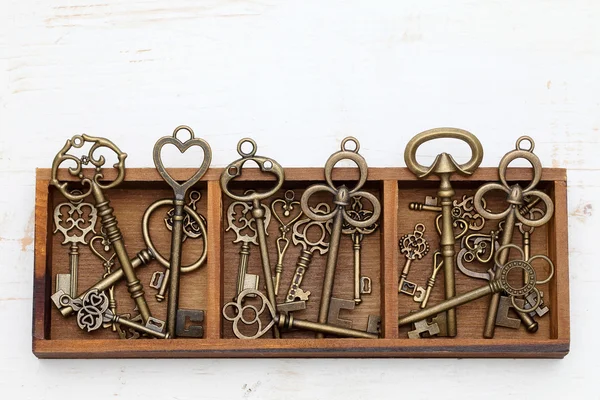 Vintage key in wooden box