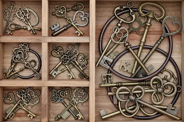 Vintage key in wooden box