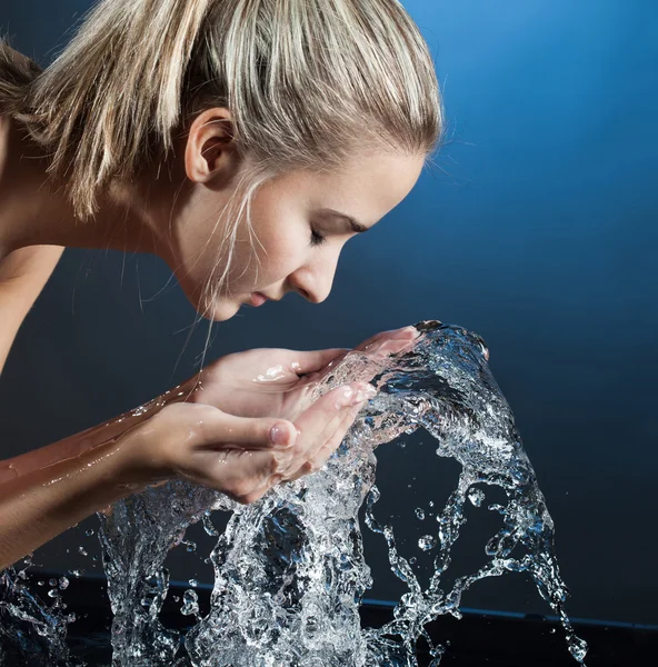 Beauty girl wash face