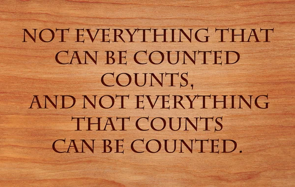 Not everything that can be counted counts, and not everything that counts can be counted - quote on wooden red oak background