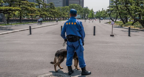 Security police at the Tokyo Imperial Palace grounds.