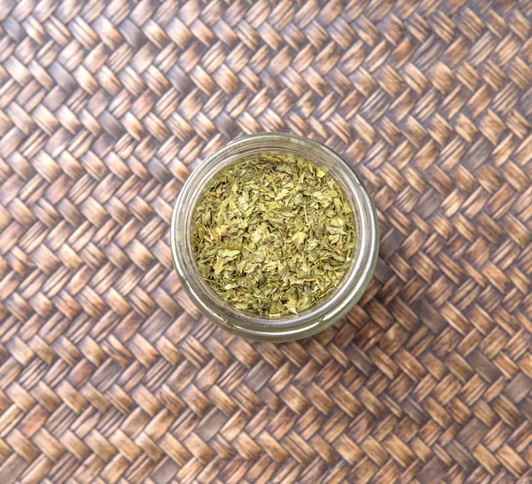 Dried Parsley Herbs In Mason Jar