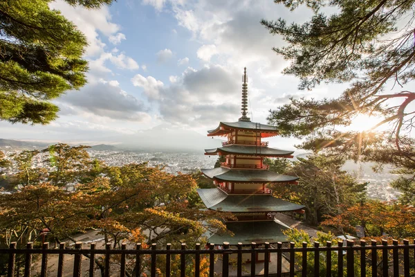 Red Pagoda And Japan Mount Fuji