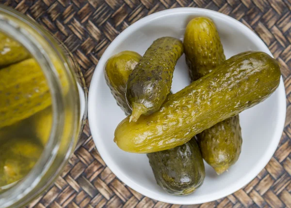 Dill Pickles In White Bowl