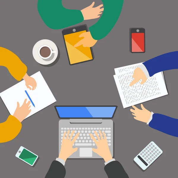 Business meeting concept top view people flat design vector