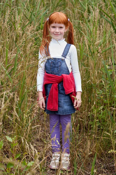 Beautiful little red-haired girl with freckles