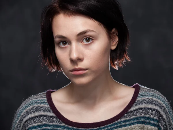 Young woman with haircut