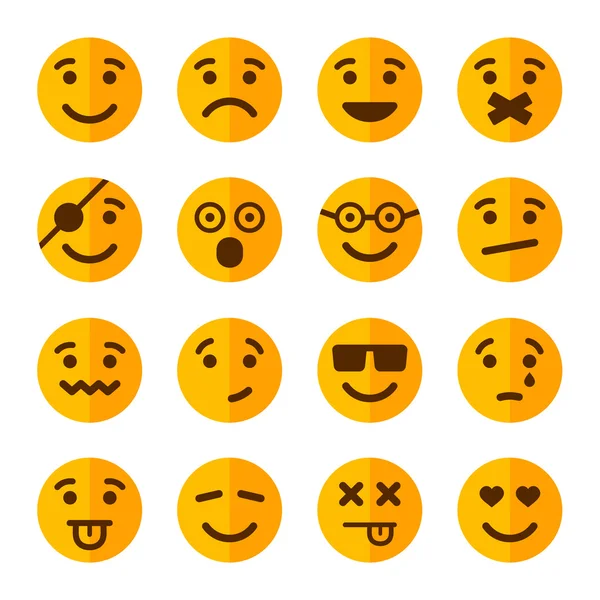 Flat Style Smile Emotion Icons Set. Vector