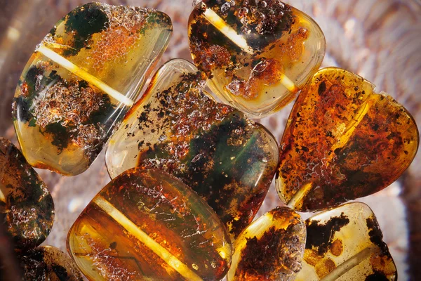 Yellow amber stones