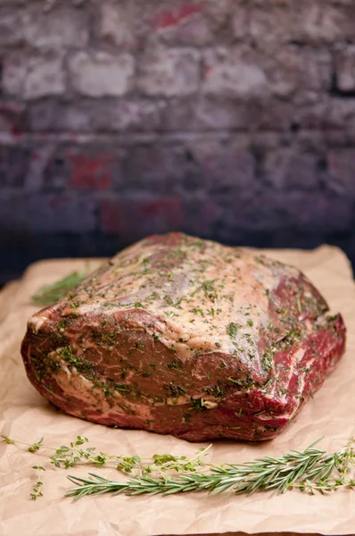 Raw beef rib roast