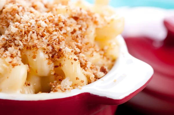 Macaroni with cheese and breadcrumb topping