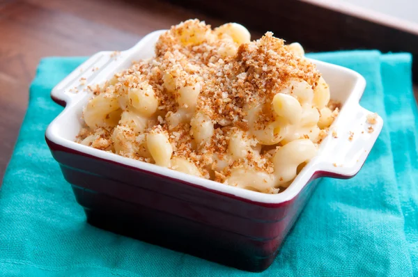 Macaroni with cheese and breadcrumb topping