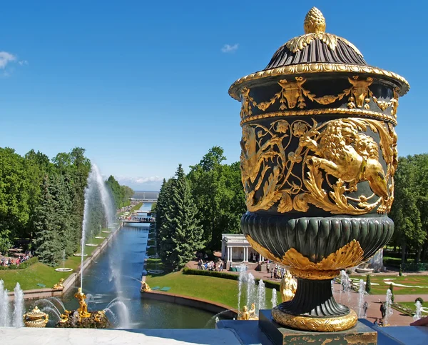 PETERHOF, RUSSIA - JUNE 11, 2008: A view of the Big sea channel in Nizhny park
