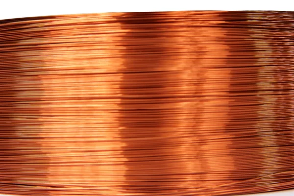 Copper electrical wire isolated on white background