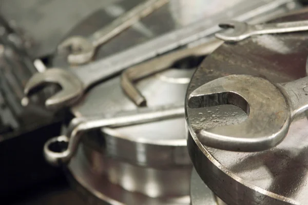 Hand tools, wrench and rollers in factory