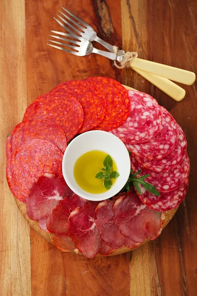 Meat platter of Cured Meat and salami