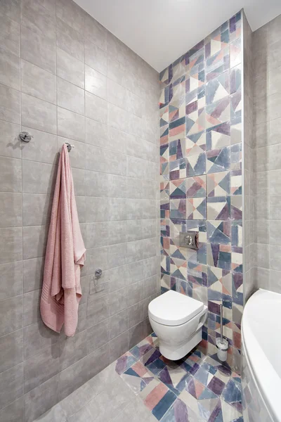 Interior bathroom with tiles in a modern style