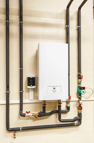 Household electric water heater, pump and piping