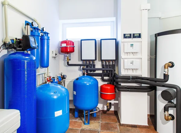 Interior of modern boiler with a boiler in a deep well pump