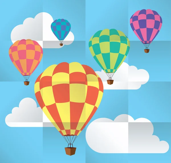 Vector hot air balloons in the sky