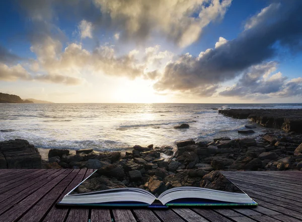 Beautiful seascape at sunset with dramatic clouds landscape imag