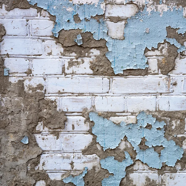 Grunge White Brick Wall Painted by Blue Color