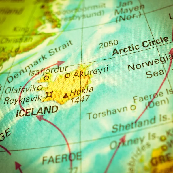 Map of Iceland. Close-up image