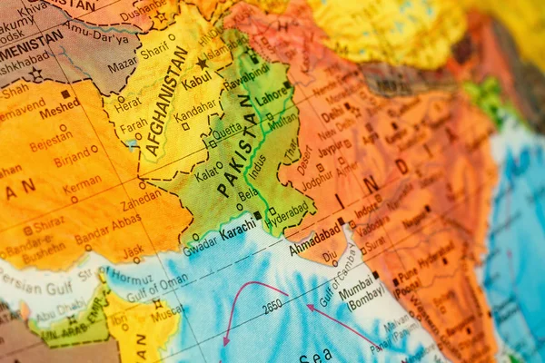 Map of Pakistan and Afghanistan close-up