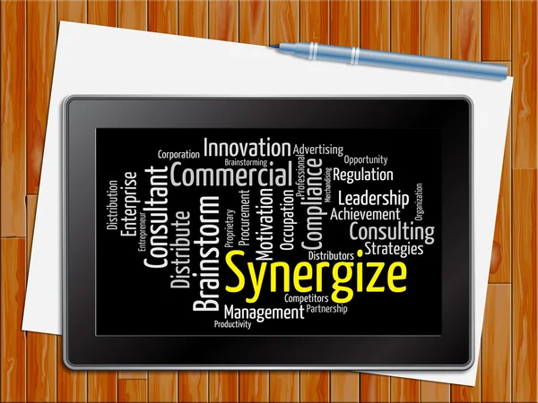 Synergize Word Indicates Working Together 3d Illustration