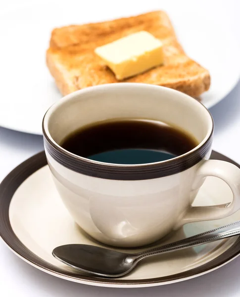 Coffee And Toast Shows Meal Time And Black